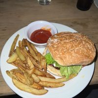 Vegan burger   at Vegan Atitlan in San Pedro La Laguna