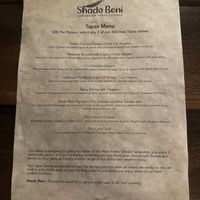 Tapas menu  at Shado Beni Caribbean Tapas Lounge in Caye Caulker