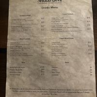 Drinks menu  at Shado Beni Caribbean Tapas Lounge in Caye Caulker