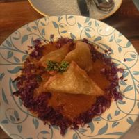 Potato samosas at Shado Beni Caribbean Tapas Lounge in Caye Caulker