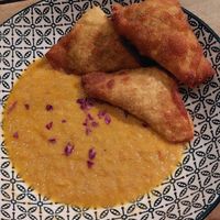 Veggie samosas at Shado Beni Caribbean Tapas Lounge in Caye Caulker