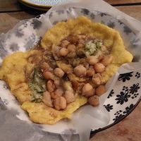 Trini doubles at Shado Beni Caribbean Tapas Lounge in Caye Caulker