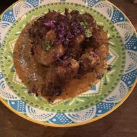 Coconut mushrooms and jerk sauce   at Shado Beni Caribbean Tapas Lounge in Caye Caulker