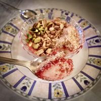 Malabi dessert  at Zakaim - Vegan Boutique in Tel Aviv