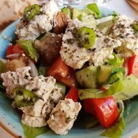 Greek "Fatoush" Salad at Zakaim - Vegan Boutique in Tel Aviv