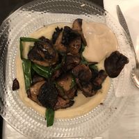 Grilled mushrooms over lima cream  at Zakaim - Vegan Boutique in Tel Aviv