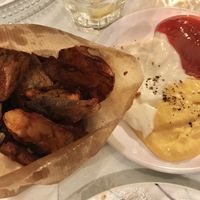 Chips with vegan mayo, aioli, and ketchup  at Zakaim - Vegan Boutique in Tel Aviv