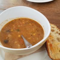minestrone soup with sourdough at Red Cafe in Bega