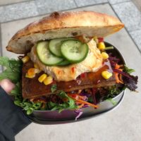 Tofu burger! Subbed the sour cream for hummus! at Red Cafe in Bega