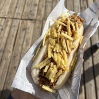 Vegan hot-dog with seitan   at Perritos Calientes El Medano in Tenerife