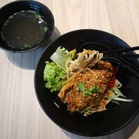 This was so delicious!  Slurpy noodles in a tasty sauce with a mild mala flavour.

Level of spiciness can be adjusted to your liking. at Kale by KangSu 康素 @ The Adelphi in Central Singapore