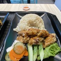Fried tofu (side) & crispy roast “chicken” with rice   at Kale by KangSu 康素 @ The Adelphi in Central Singapore