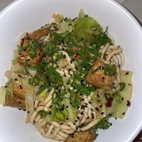 Spicy noodles with crispy tofuu  at MAKfam in Denver