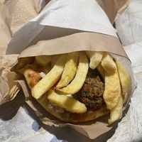 Gyros with lentil croquettes  at Mushroom in Thessaloniki