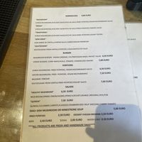 Menu  at Mushroom in Thessaloniki