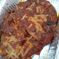 Eggplant parmesan (usually comes with salad and garlic bread) at Love Thyself Vegan Kitchen in St Georges