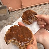 Oatmeal cookies with chocolate and banana sauce   at Love Thyself Vegan Kitchen in St Georges