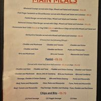 Menu at Outside Cafe in Hathersage