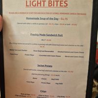 Menu at Outside Cafe in Hathersage