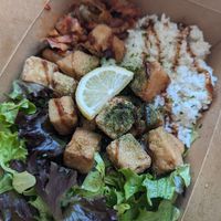 Tofu karaage with rice and kimchi at Fuse - Catford Mews in South East London