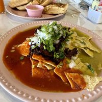 chilaquiles veganos con salsa mixta   at Moracuyá in Monterrey