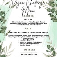 Vegan challenge menu. Entree and dessert are being added to permanent menu    at 13 Tacos & Taps in Raleigh