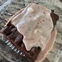 Strawberry chocolate “cake.” A friend asked if this had melted. I got it from their fridge and this is exactly how it looked when I got it.   at Spooky's Swirls in Chandler