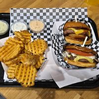 Burgers and Fries at Planet Vegan in Fresno