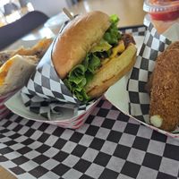 Galadilla (galaxy fry quesadilla), Single Cheeseburger, Mozzarella Sticks at Planet Vegan in Fresno