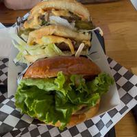 Big dipper burger and ‘single’ burgerr  at Planet Vegan in Fresno