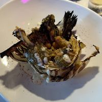 Charred cabbage and crispy chickpeas  at Black Iron Bystro in Buffalo