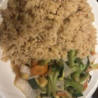 Vegetable Hibachi Lunch minus mushrooms and no egg or butter in fried ricee  at Sumo in Russellville