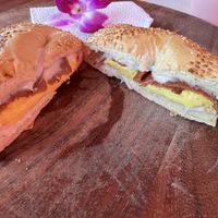 Vegan bagel sandwich  at Sisters Coffee Shop - Castro St in San Francisco