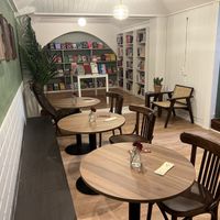 Downstairs seating and bookshop (we have seating upstairs too!)  at Fable in Lisbon