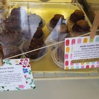 Caramel peacan turtle and raw cookie dough at The Flying Cupcake in Indianapolis