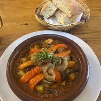 Lunch/dinner: Vegan musaka tagine with homemade bread   at Casablanca in Cardiff