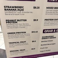 menu: smoothies  at CLT - Sambazon Acai Smoothies in Charlotte