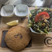 Cordon bleu filles with couscous and vegan mozzarella at Mister Cordon Thun in Thun