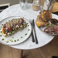 Grilled veggies on toast with vegan feta + vegan grilled cheese at Koek van Nouk in Arnhem