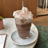 Vegan calebout hot chocolate with fantastic whipped creamm  at Koek van Nouk in Arnhem