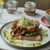 Oyster mushroom foccacia at Koek van Nouk in Arnhem