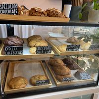 Cookies: everything is vegan except the bottom row. The nutty cranberry cookie is delicious and has a filling (hazelnut with sugar?), but the speculoos cookie is too sweet for my taste. at Koek van Nouk in Arnhem