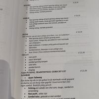 The menu  at Loro Blonyo in Helmond