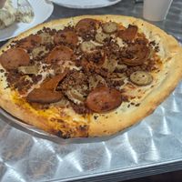 vegan small meat lovers pizza at Midtown Pizza in Dallas