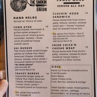 Lunch menu at The Smokin' Onion in Asheville