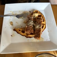 Chickun and sweet potato waffle   at The Smokin' Onion in Asheville