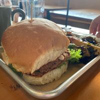 vegan chicken sandwich  at The Smokin' Onion in Asheville