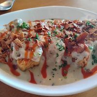 Biscuits and gravy  at The Smokin' Onion in Asheville