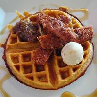 Chick’n and waffles  at The Smokin' Onion in Asheville