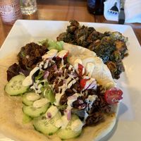Gyro with Brussels sprouts  at The Smokin' Onion in Asheville